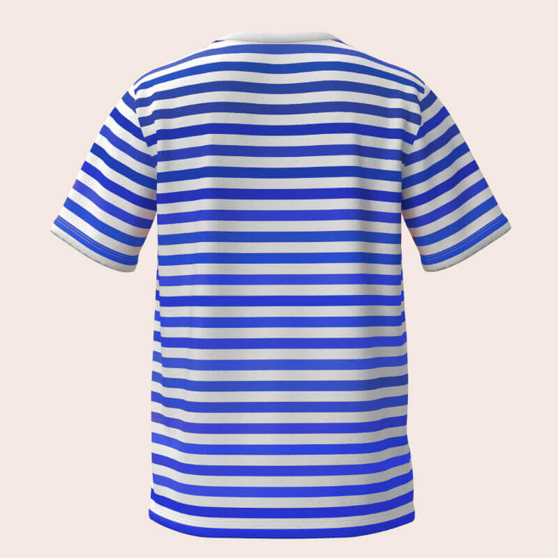 blauweiss 2 nachhaltiges Ringelshirt, blau weiß, Ansicht von hinten