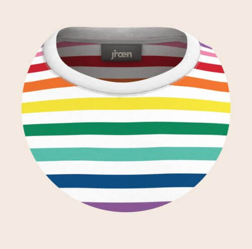 Regenbogen Ringelshirt, Kragen