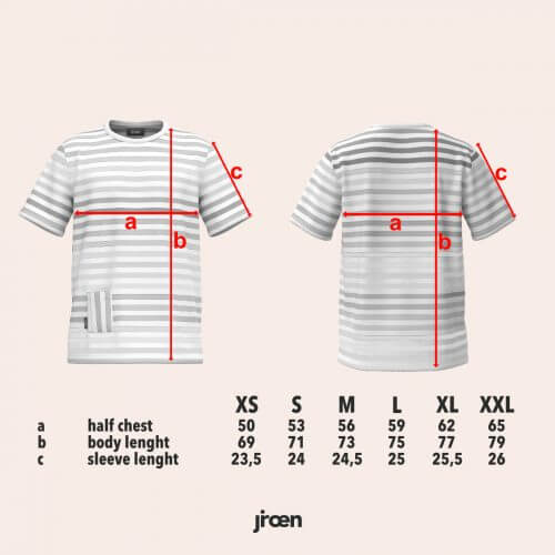 Größentabelle für das Kölner Ringelshirt von jroen